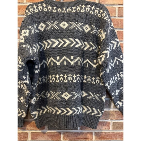 Vtg GAP Knit Wool Sweater Mens Large Gray White Geometric Pattern Y2K - Picture 4 of 8